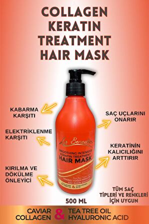  La Benedic Yumuşatıcı Yoğun Keratin Collagen Saç Bakım Maskesi (Tüm Saç Tipleri İçin) 500 ml e